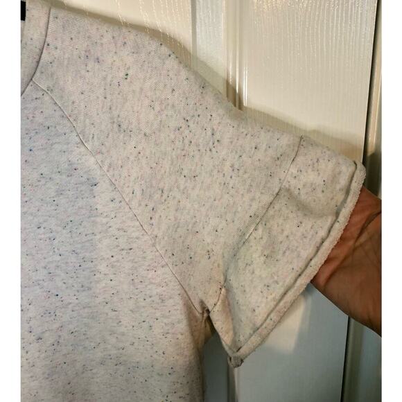 Old Navy Cream Speckled Short Sleeve Sweatshirt Top Ruffle Sleeve Women's Small - Picture 3 of 7